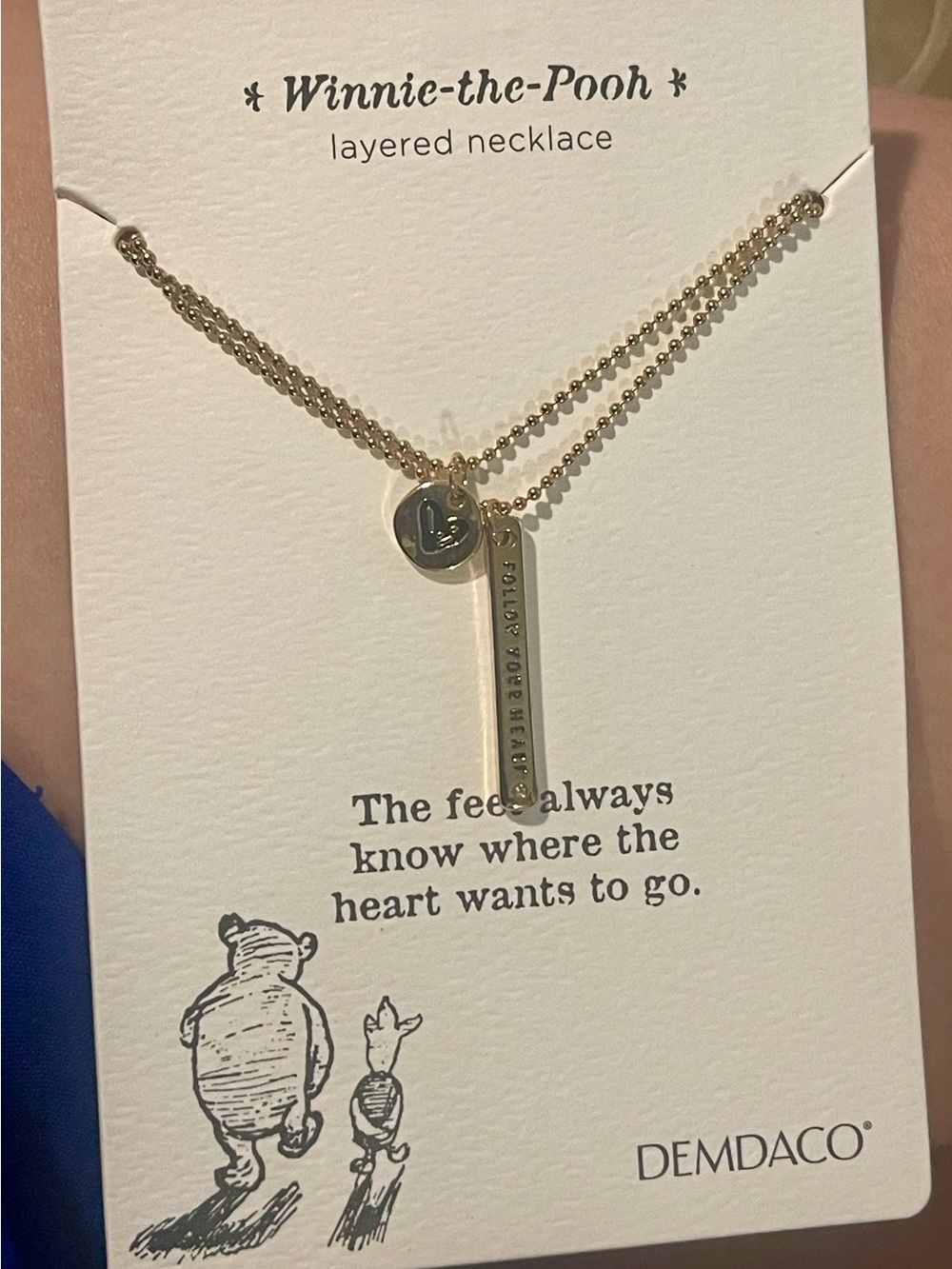 New Disney Winnie The Pooh Gold Necklace Set 15" Plus 2" Ext Friends Forever Bar